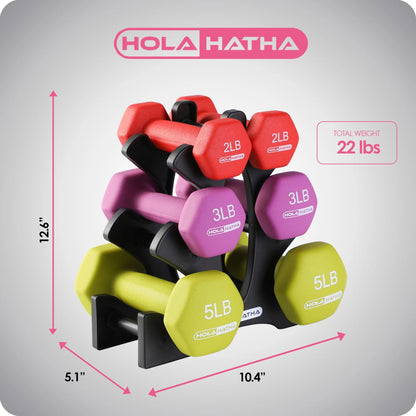 Neoprene Dumbbell Free Weight Set with Rack